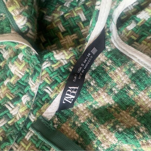 Zara Green Tweed Pinafore Dress Size SMALL - Picture 12 of 12